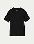 T-Shirt aus reiner Baumwolle in normaler Passform mit Rundhalsausschnitt
