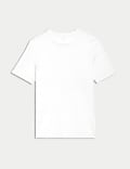 T-Shirt με κλειστή στρογγυλή λαιμόκοψη και κανονική εφαρμογή από 100% βαμβάκι