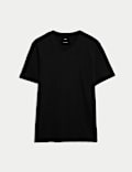 T-Shirt aus reiner Baumwolle mit V-Ausschnitt