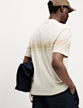 Pure Cotton Chest Stripe Crew Neck T-Shirt