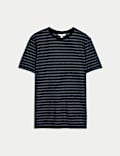 Cotton Linen Blend Striped T-Shirt