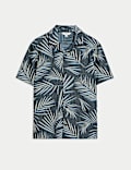 Jacquard Palm Leaf Print Polo Shirt