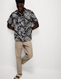 Jacquard Palm Leaf Print Polo Shirt