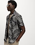 Jacquard Palm Leaf Print Polo Shirt