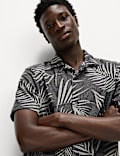 Jacquard Palm Leaf Print Polo Shirt