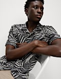 Jacquard Palm Leaf Print Polo Shirt