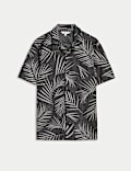 Jacquard Palm Leaf Print Polo Shirt
