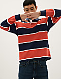 Pure Cotton Striped Long Sleeve Rugby Shirt