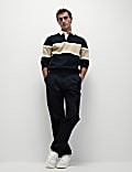 Pure Cotton Pique Colour Block Sweatshirt