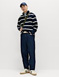 Cotton Rich Waffle Striped Half Zip Sweatshirt