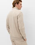 Sudadera con media cremallera de algod&oacute;n con bucles