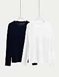 2pk Pure Cotton Long Sleeve T-Shirts