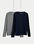 2pk Pure Cotton Long Sleeve T-Shirts