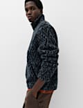 Veste jacquard polaire &agrave; col chemin&eacute;e