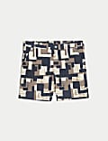 Quick Dry Abstract Print Swim Shorts