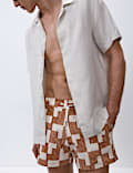 Quick Dry Stretch Geometric Print Swim Shorts