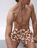 Quick Dry Stretch Geometric Print Swim Shorts