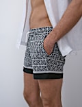 Quick Dry Stretch Geometric Print Swim Shorts