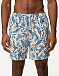 Shorts de bain à motif tropical de style graphique, séchage rapide