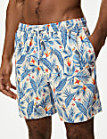 Shorts de bain à motif tropical de style graphique, séchage rapide