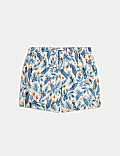 Shorts de bain à motif tropical de style graphique, séchage rapide