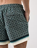 Quick Dry Geometric Print Swim Shorts