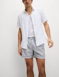 Cotton Rich Seersucker Striped Swim Shorts