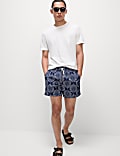 Quick Dry Woodblock Print Swim Shorts
