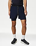 Two Layer Drawstring Zip Pocket Shorts