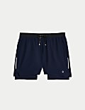 Two Layer Drawstring Zip Pocket Shorts