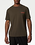 T-Shirt aus Baumwollmischgewebe mit Netzgrafik
