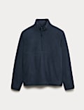 Top en polaire texturé avec fermeture à glissière à mi-hauteur