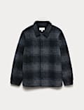 Fleece Jacquard Checked Overshirt