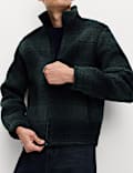 Veste en polaire zippée à carreaux jacquard