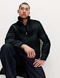 Fleece Jacquard Checked Zip Up Jacket