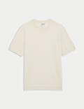 Merino Wool Rich Knitted T-Shirt with Silk