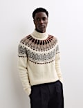 Alpaca Blend Fair Isle Roll Neck Knitted Jumper