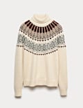 Alpaca Blend Fair Isle Roll Neck Knitted Jumper