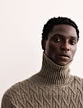 Pull en maille diagonale 100 % cachemire à col roulé