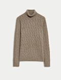 Pull en maille diagonale 100 % cachemire à col roulé