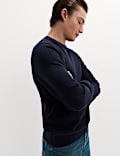 Pure Cotton Textured Crew Neck Jumper
