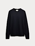 Pure Cotton Textured Crew Neck Jumper