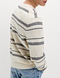 Pure Cotton Striped Textured Jumper