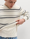 Pure Cotton Striped Textured Jumper