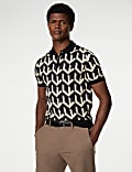 Cotton Rich Geometric Knitted Polo Shirt