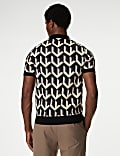 Cotton Rich Geometric Knitted Polo Shirt