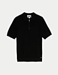 Pure Cotton Textured Knitted Polo Shirt
