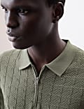 Pure Cotton Textured Knitted Polo Shirt