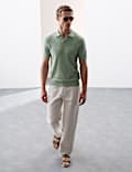 Linen Rich Knitted Open Neck Polo Shirt