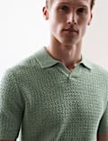 Linen Rich Knitted Open Neck Polo Shirt